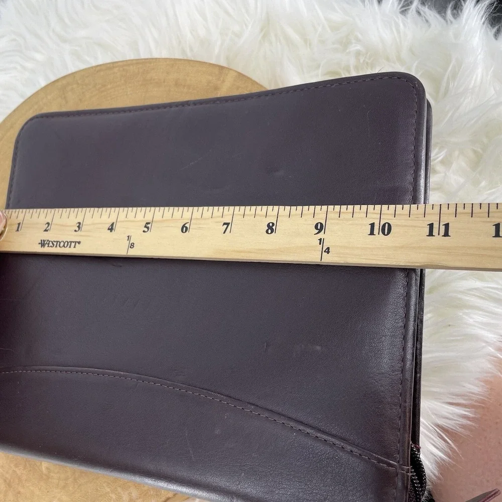 Vtg Franklin Quest Planner Binder‎ Brown Leather 7 Ring Notebook Zipper USA Made